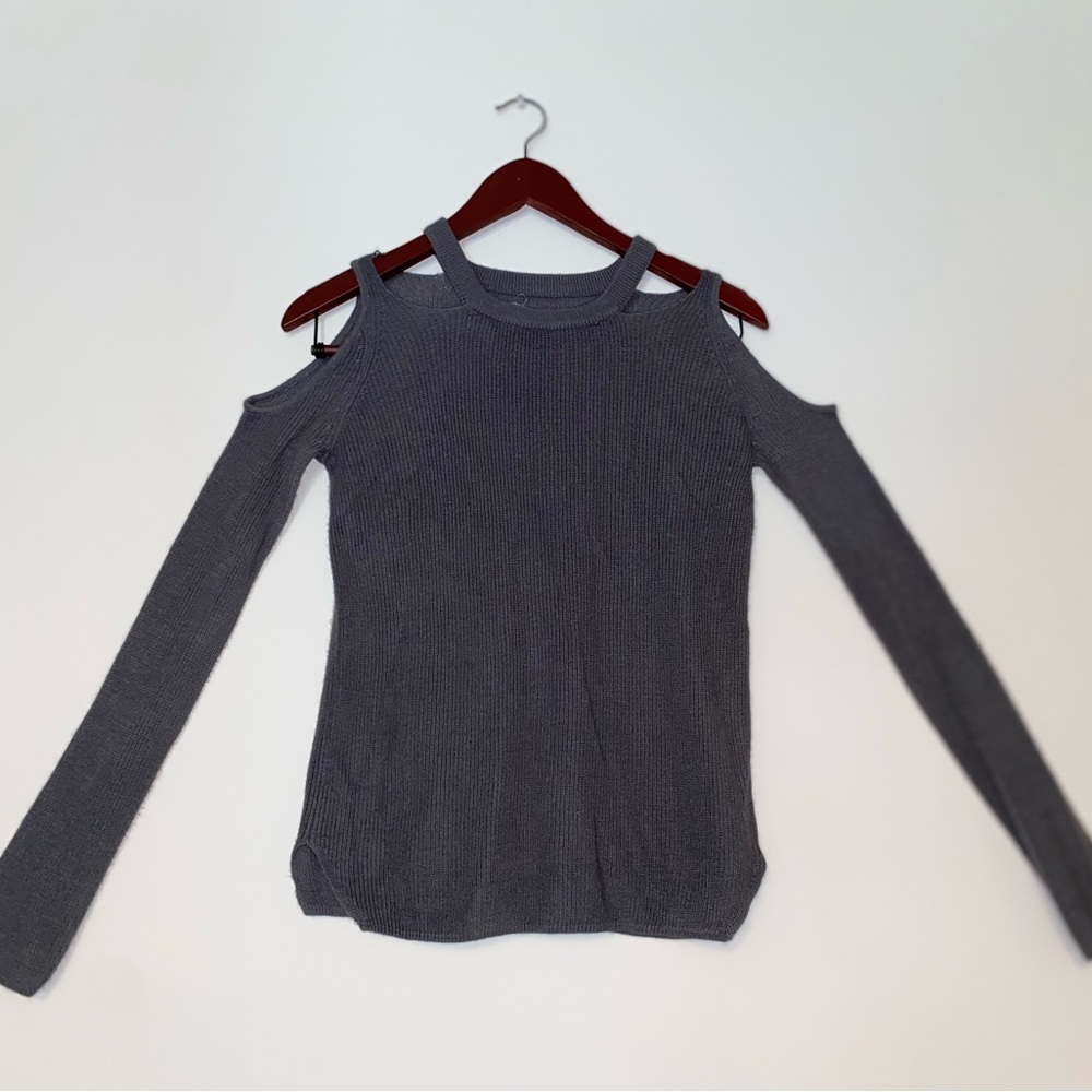 Pink Republic Gray Cold Shoulder Sweater